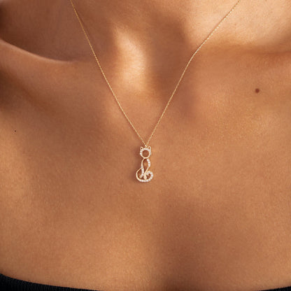 Collier pendentif chat en or 585