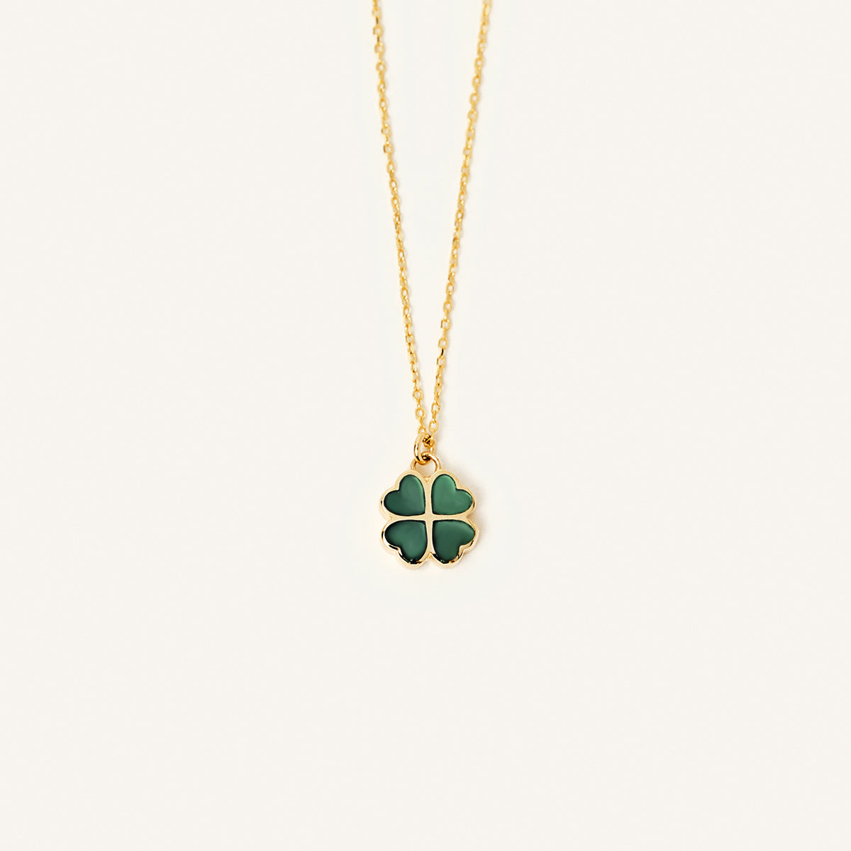 Collier trèfle vert en or massif 585