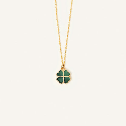 Collier trèfle vert en or massif 585