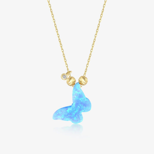 Diamant-Opal-Schmetterling-Halskette