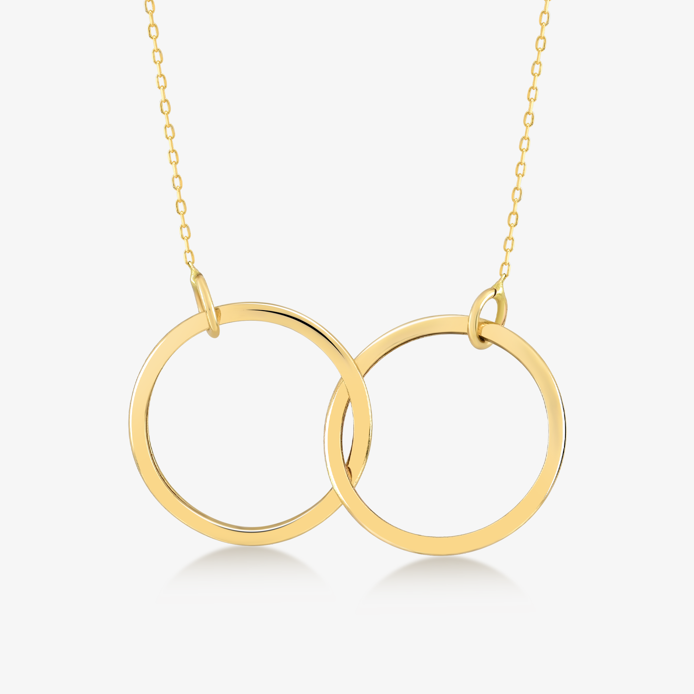 Collier pendentif deux cercles entrelacés en or 585