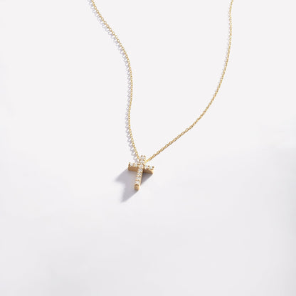 Diamant-Pave-Kreuz-Halskette