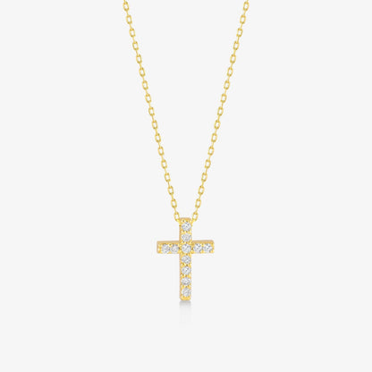 Diamant-Pave-Kreuz-Halskette