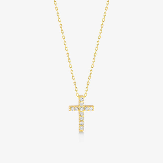 Diamant-Pave-Kreuz-Halskette
