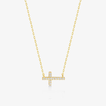 Horizontale Diamant-Kreuz-Halskette