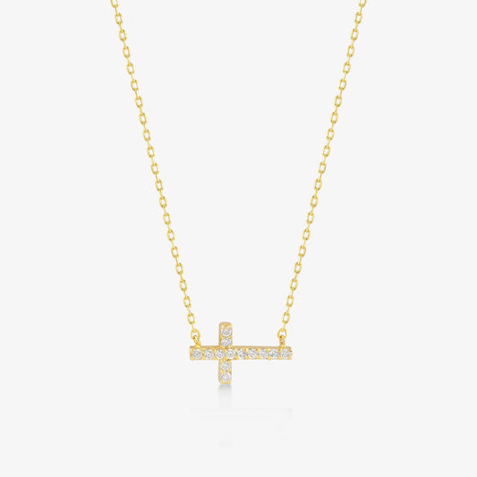 Horizontale Diamant-Kreuz-Halskette