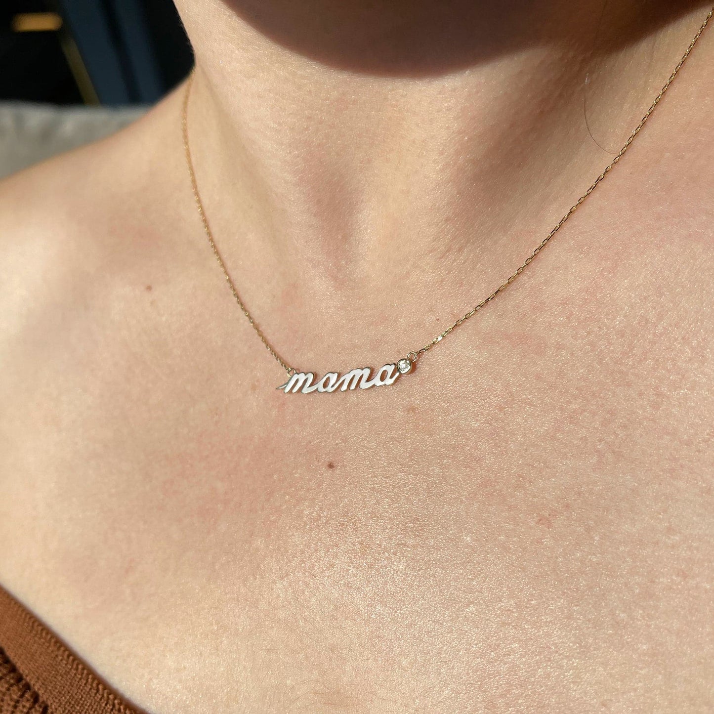 Collier maman diamant en or massif 585