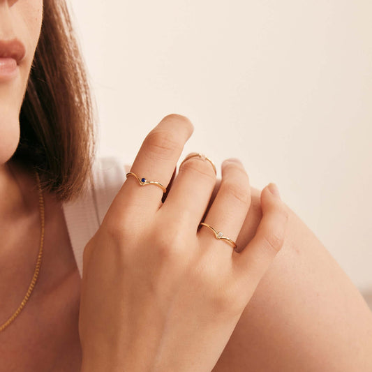 Birthstone Solitaire V Ring