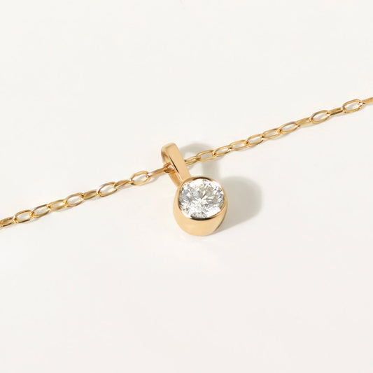 Solitär-Diamant-Anhänger-Halskette mit Lünette