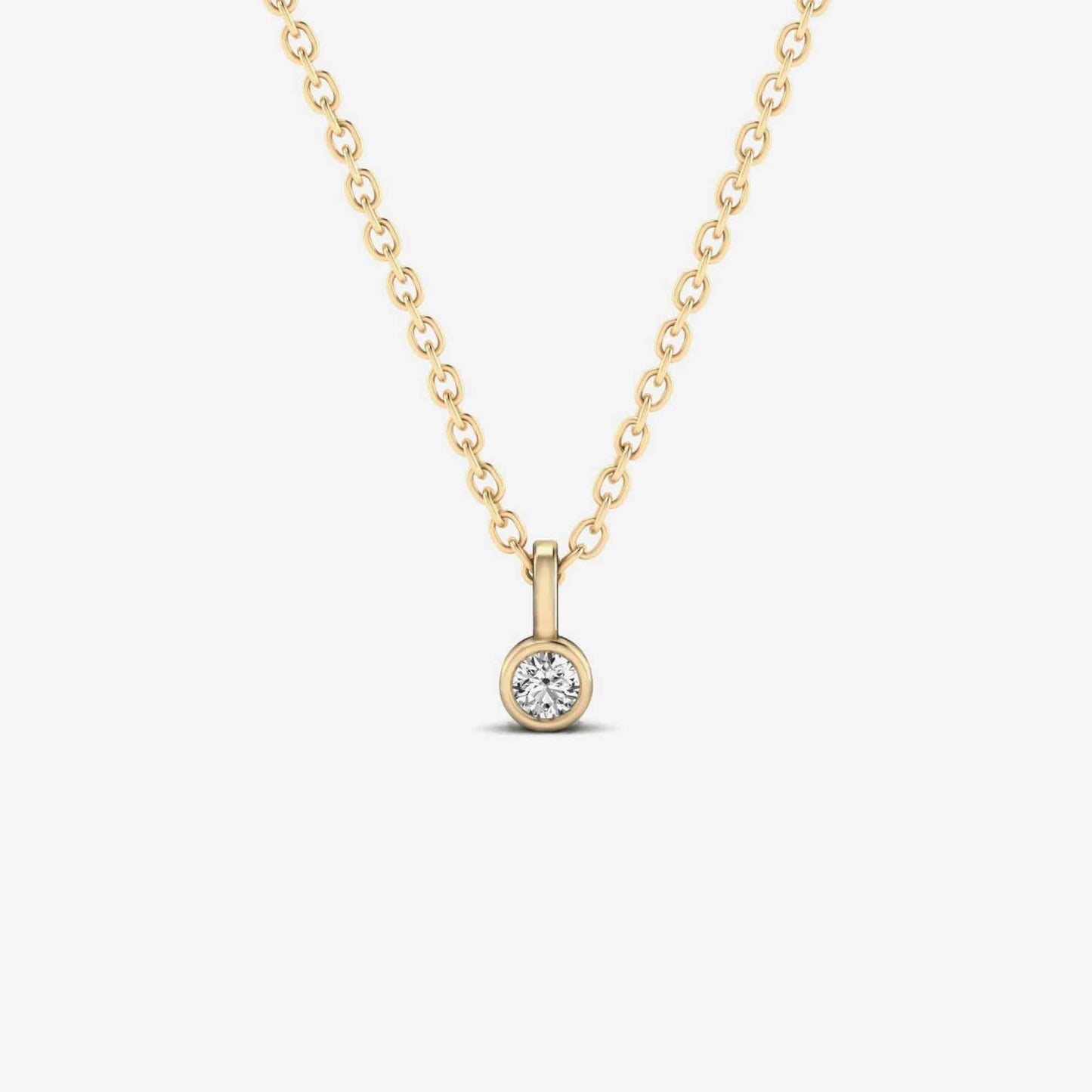Collier pendentif solitaire diamant avec lunette en or jaune 585