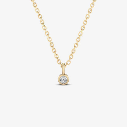 Collier pendentif solitaire diamant avec lunette en or jaune 585