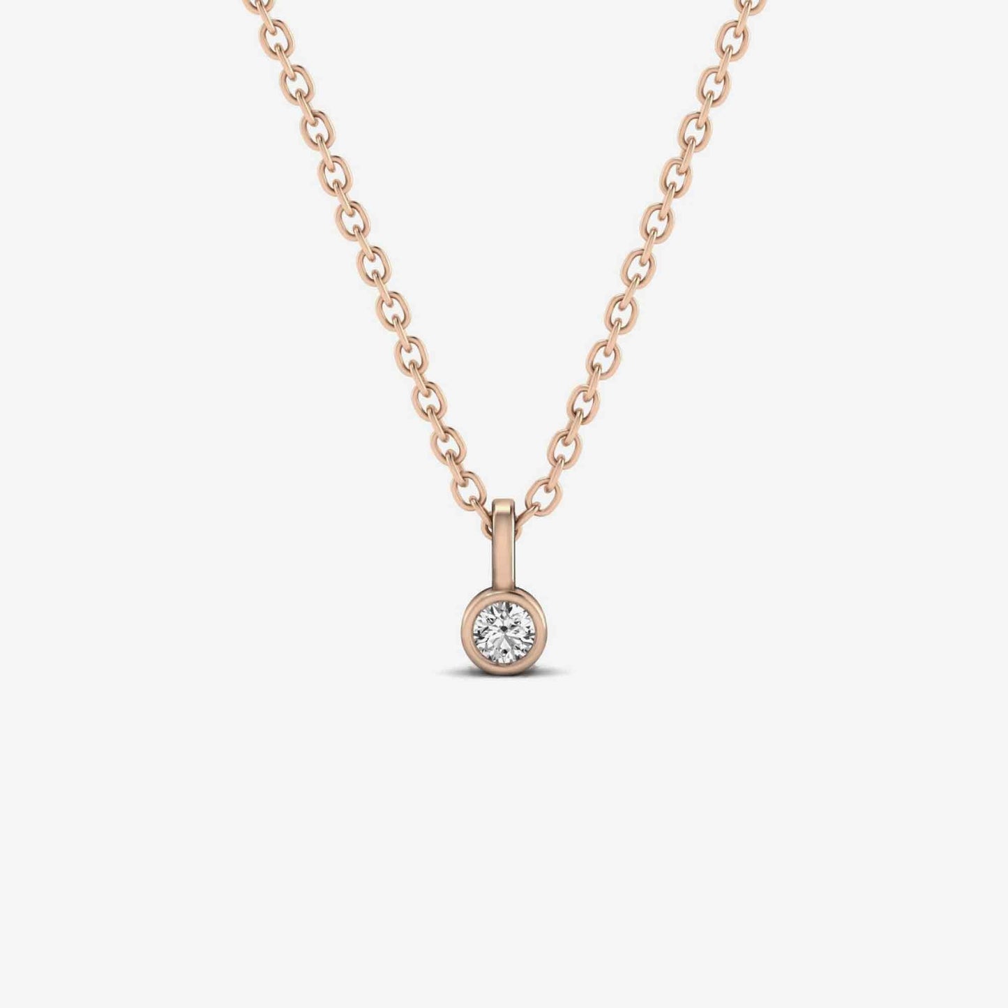 Collier pendentif solitaire diamant avec lunette en or jaune 585