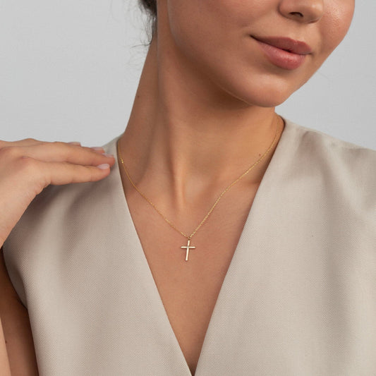 Solitär-Kreuz-Diamant-Halskette