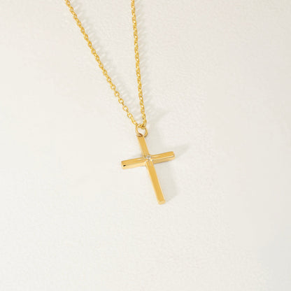 Solitär-Kreuz-Diamant-Halskette