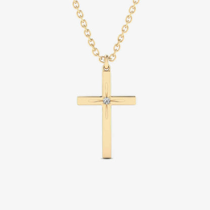 Solitär-Kreuz-Diamant-Halskette