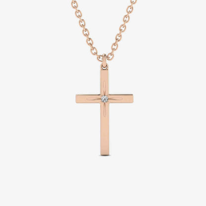Solitär-Kreuz-Diamant-Halskette