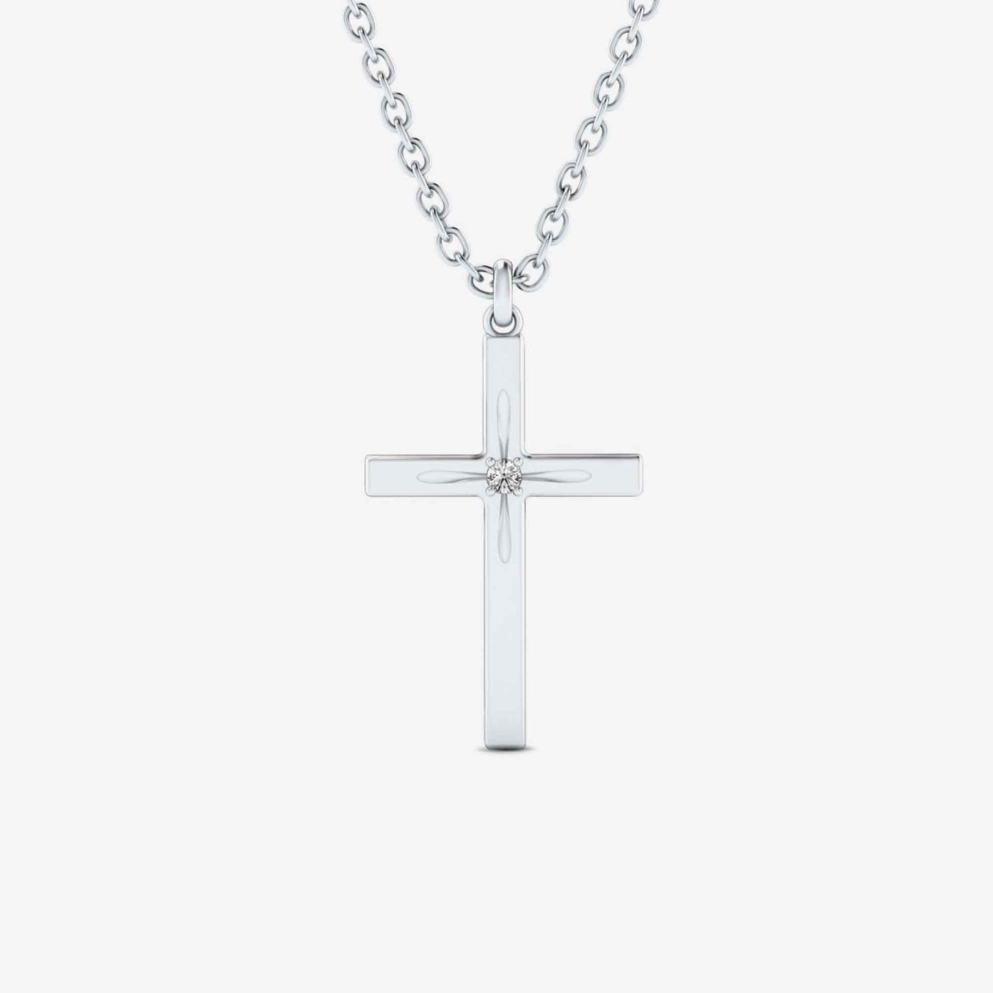 Solitär-Kreuz-Diamant-Halskette