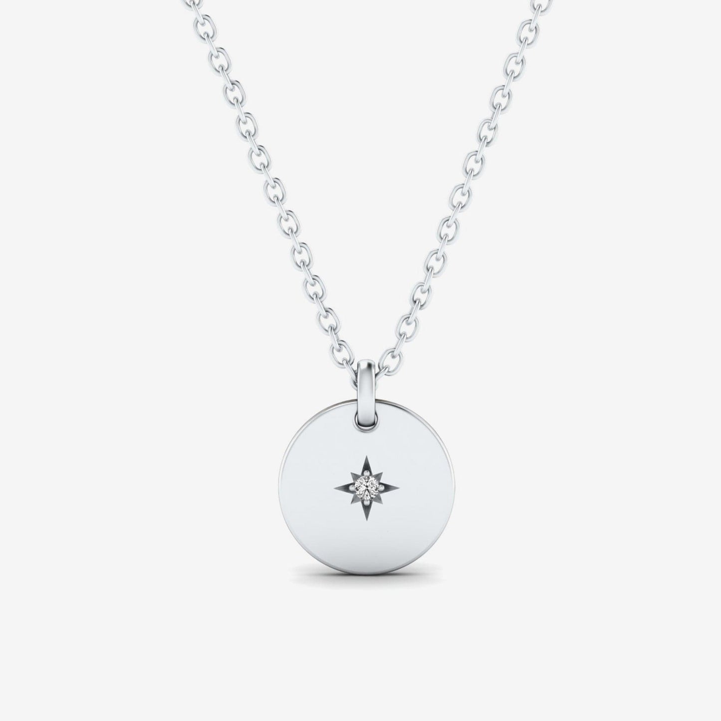Diamant-Akzent Nordstern Münze Anhänger Halskette