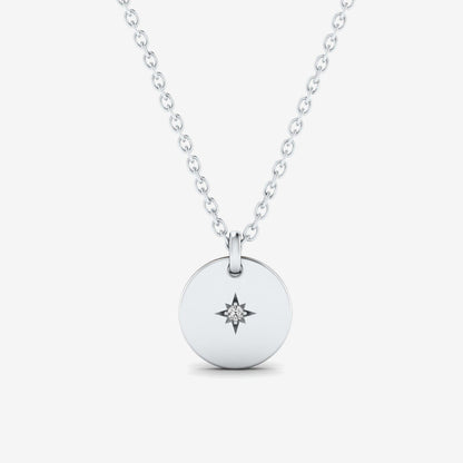Diamant-Akzent Nordstern Münze Anhänger Halskette