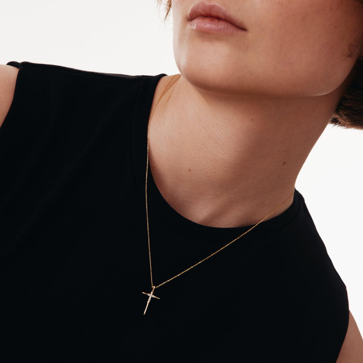 Diamant-Bold-Kreuz-Halskette