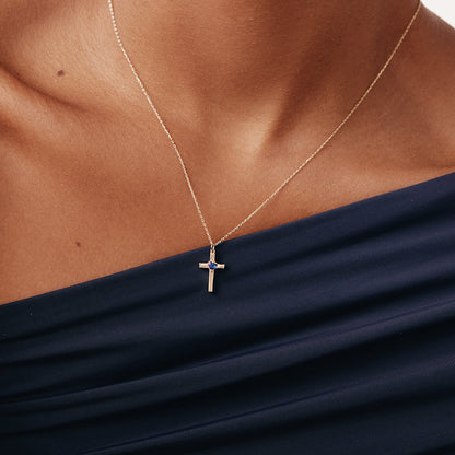 November Geburtsstein Herz Kreuz Anhänger Halskette