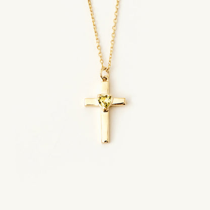 November Geburtsstein Herz Kreuz Anhänger Halskette
