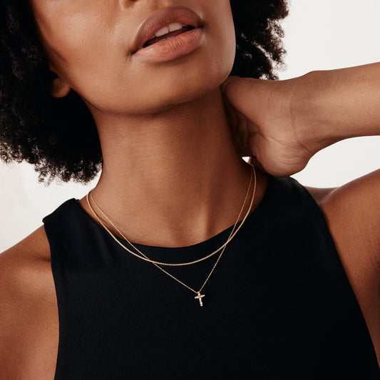 Diamantperlenkreuz-Halskette