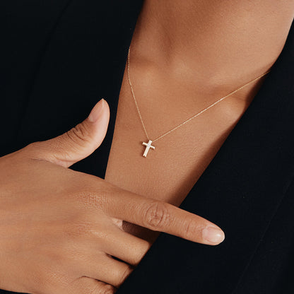 Solitär-Diamant-Kreuz-Halskette