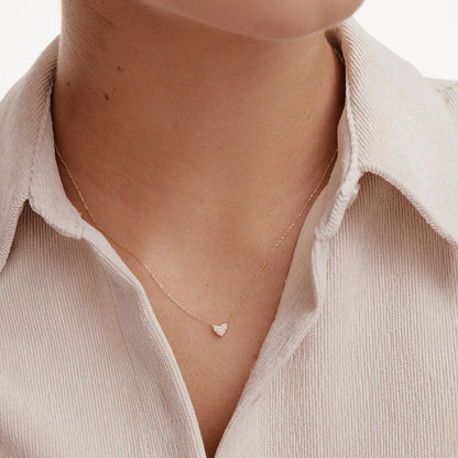 Diamant Pave Herz Charm Halskette