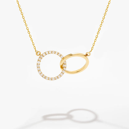 Diamant ineinandergreifende Kreis Halskette