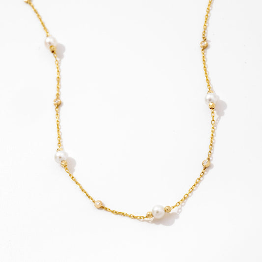 Diamanten und Perlen Y-Kette mit Tropfenanhänger