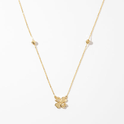 Diamant Vierblatt-Kleeblatt Halskette
