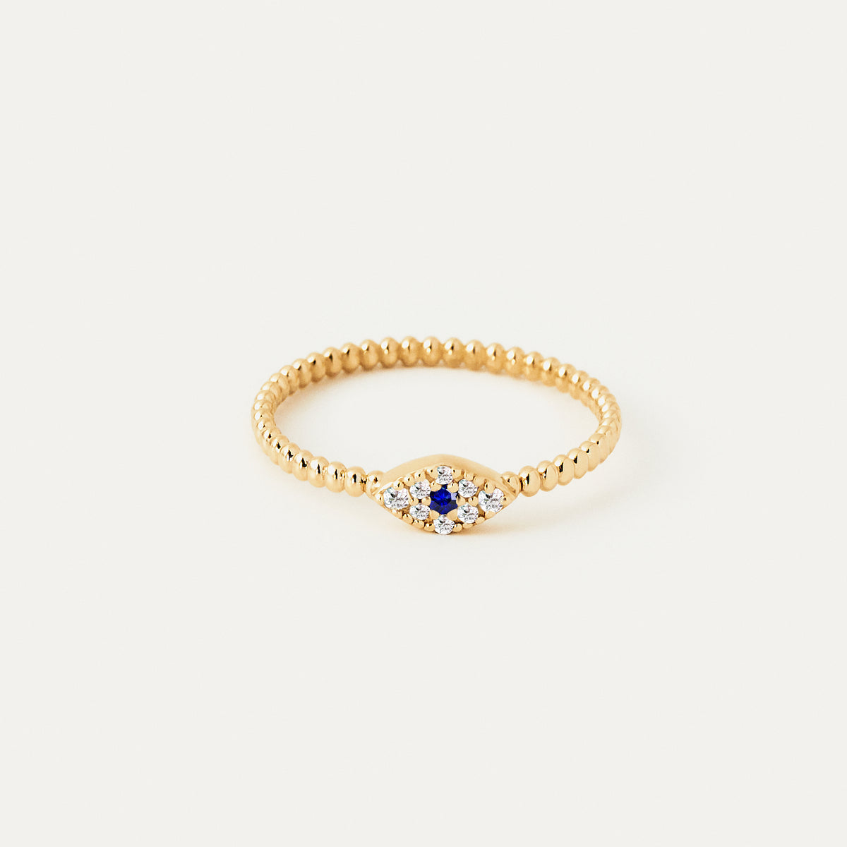 Perlenbesetzter Diamant- und Saphir-Böse-Augen-Ring