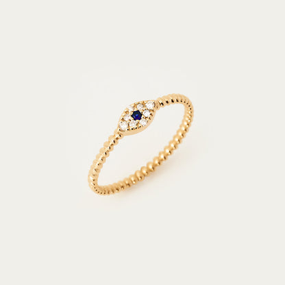Perlenbesetzter Diamant- und Saphir-Böse-Augen-Ring
