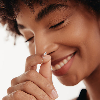 Perlenbesetzter Diamant- und Saphir-Böse-Augen-Ring
