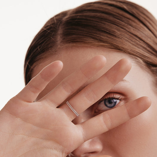 Doppelball-Beaded-Ewigkeitsring