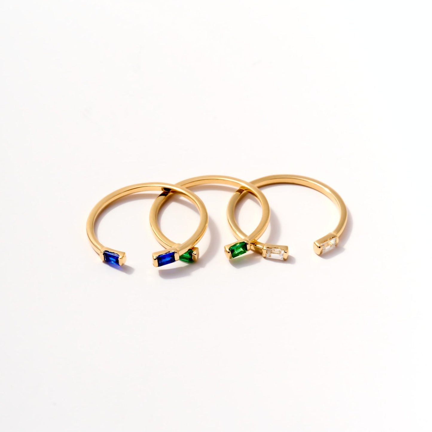 Geburtsstein Duo Baguette Offener Ring