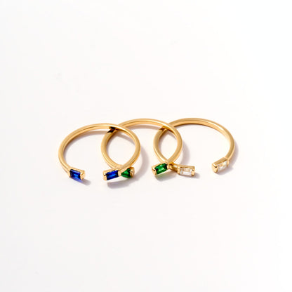 Geburtsstein Duo Baguette Offener Ring