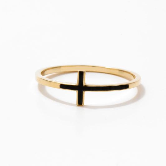 Sideway Cross Emaille Ring