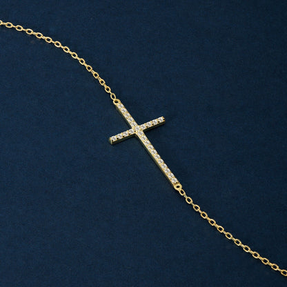 Horizontales Kreuz-Armband mit Diamantpflaster
