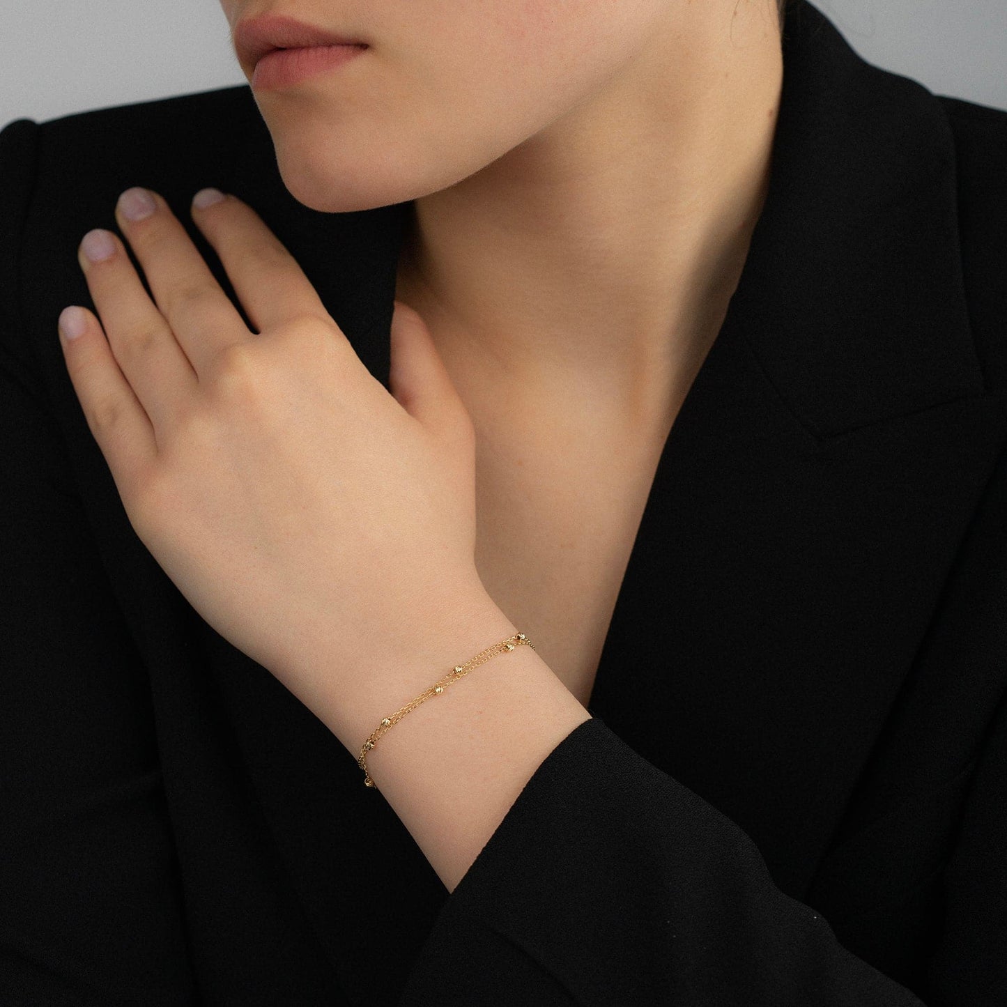 Doppelketten-Perlenarmband