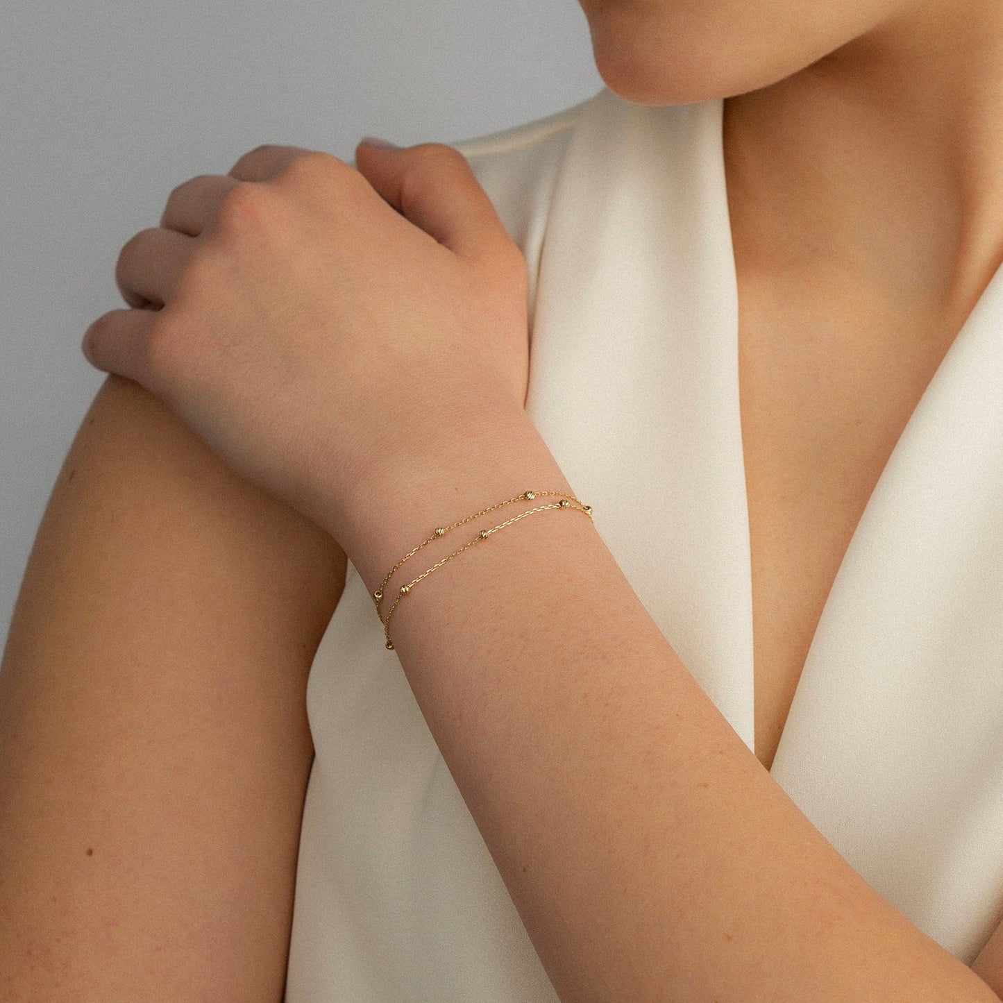 Doppelketten-Perlenarmband