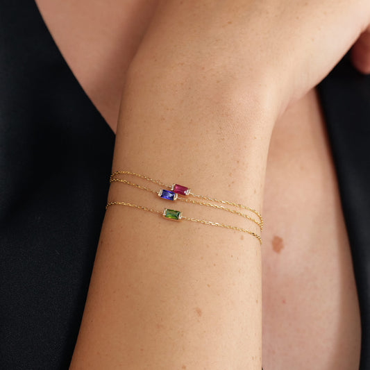 Baguette Geburtsstein Armband