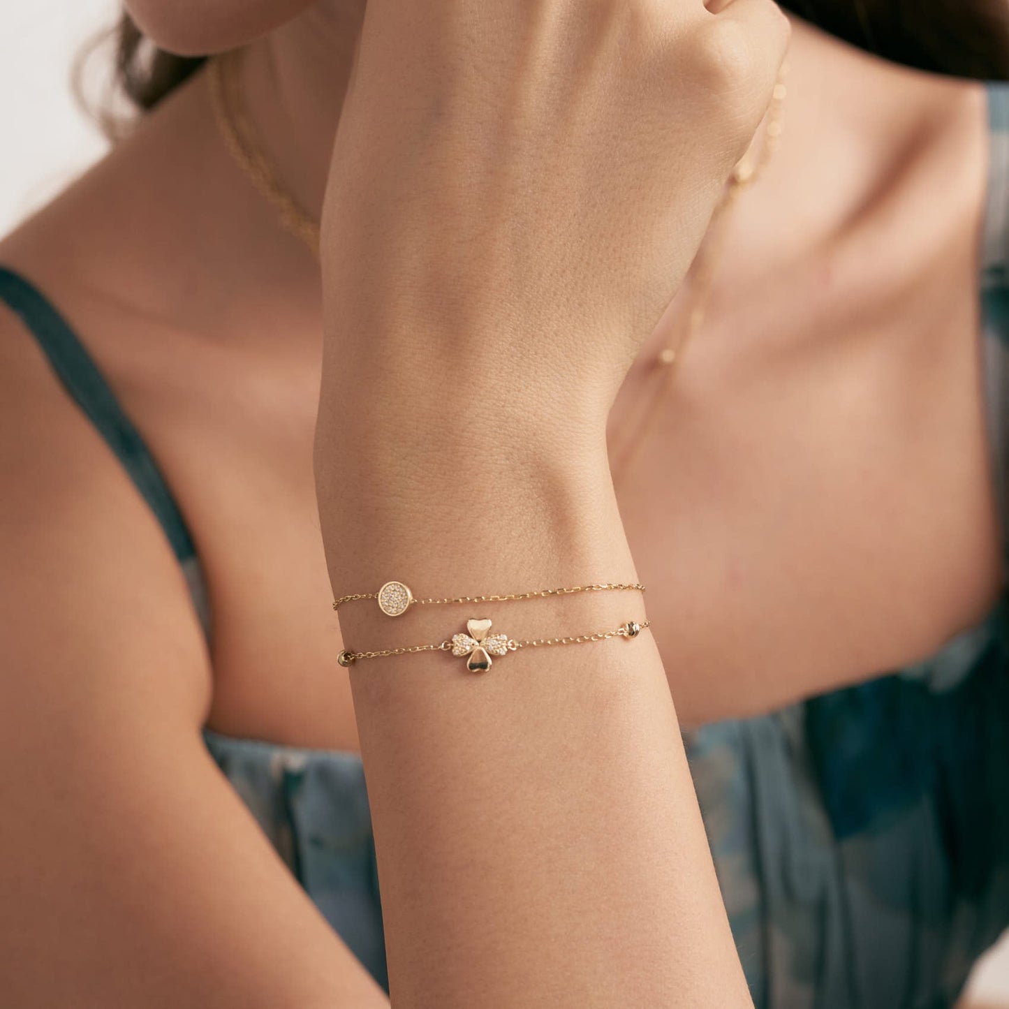 Diamant-Vierblatt-Kleeblatt-Armband