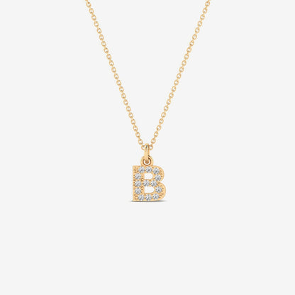 Individuelle Diamant Pave Initial Halskette