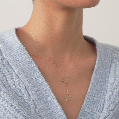 Diamant-Mondstern Y-Halskette