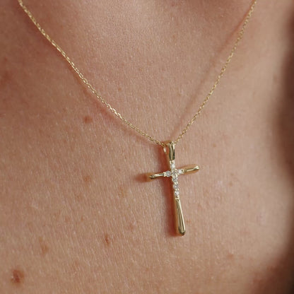 Diamant-Bold-Kreuz-Halskette
