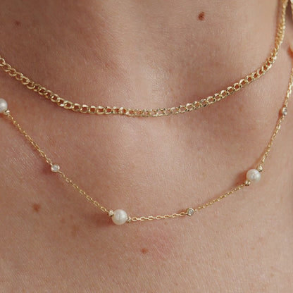 Diamanten und Perlen Y-Kette mit Tropfenanhänger