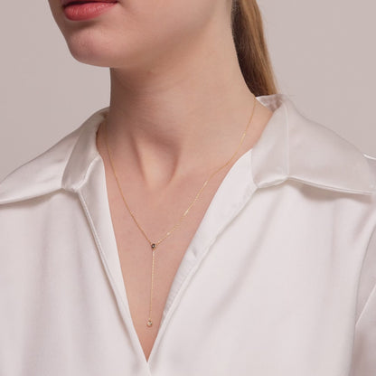 Solitaire Diamond Y-Necklace in 14K Gold
