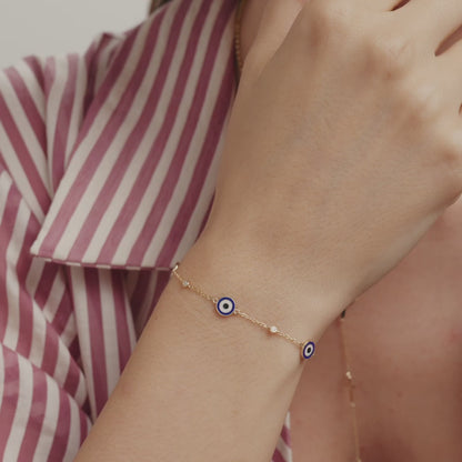 Diamant Evil Eye Station Armband
